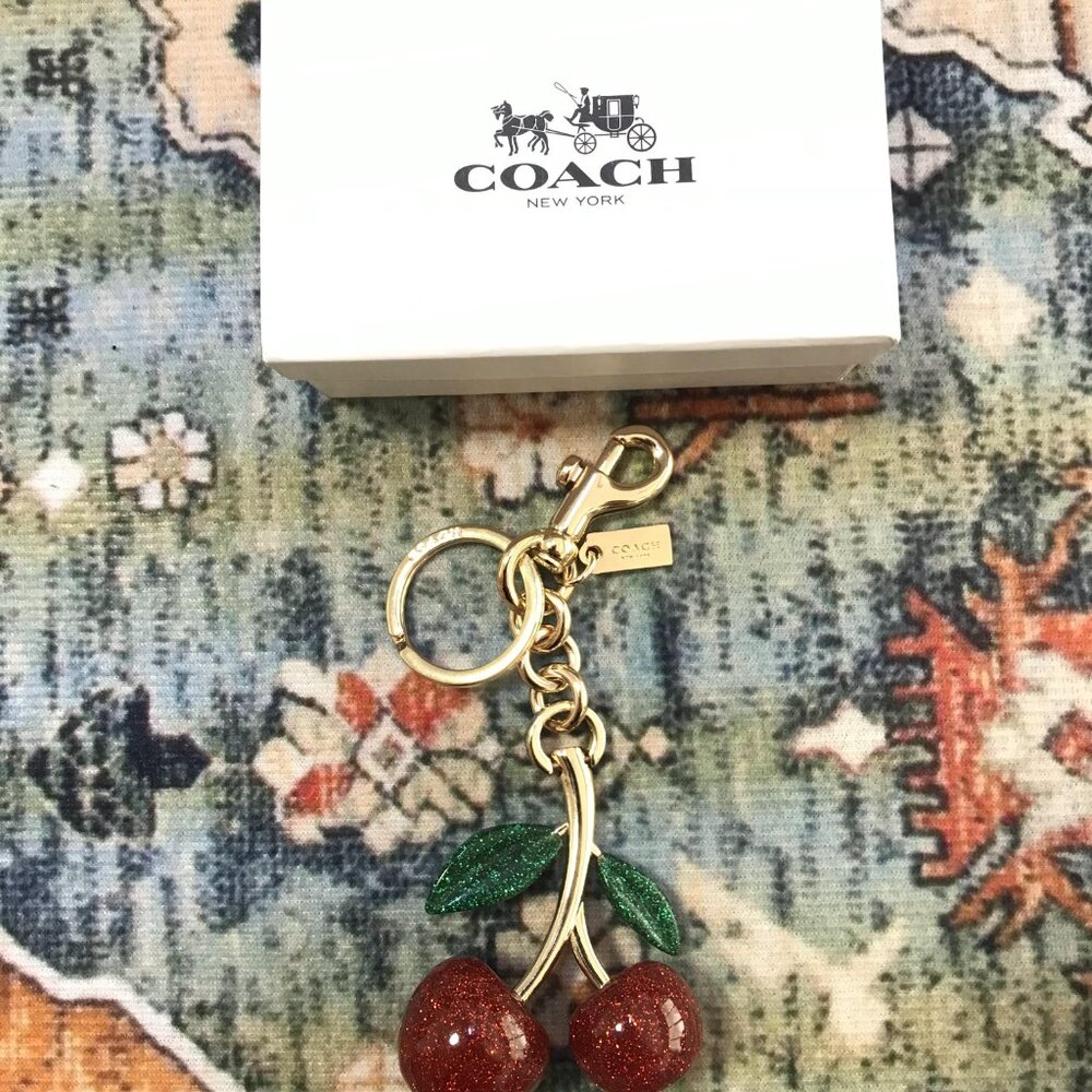COACH Cherry Keychain Gold/Red - Picture 4 of 4